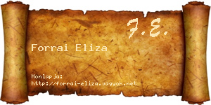 Forrai Eliza névjegykártya